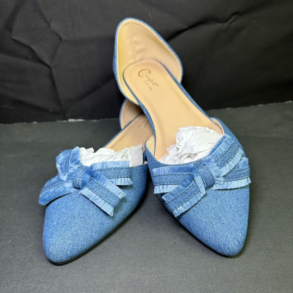 Cato Jean flats with bow detail